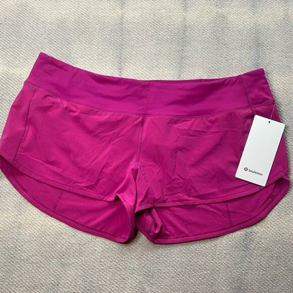 Lululemon Speed Up Low Rise Shorts Lined Size 14 NWT Raspberry Pink Rare